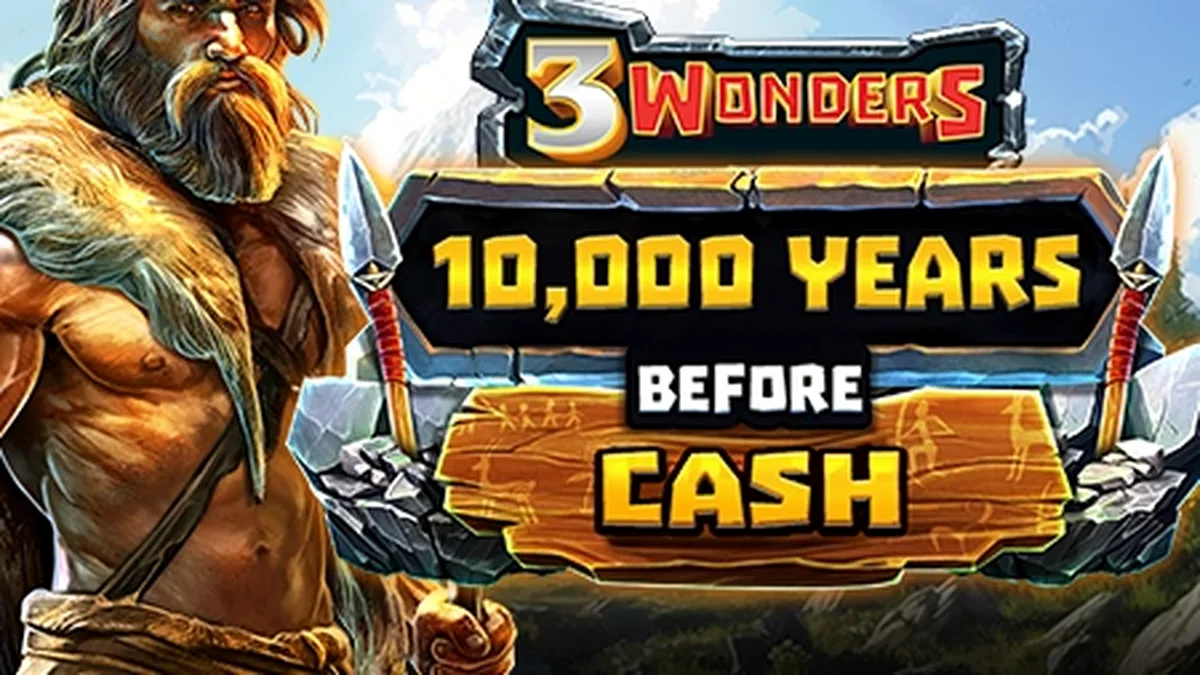 Isang visual na representasyon ng 10,000 Years Before Cash slot na may temang sinaunang panahon.